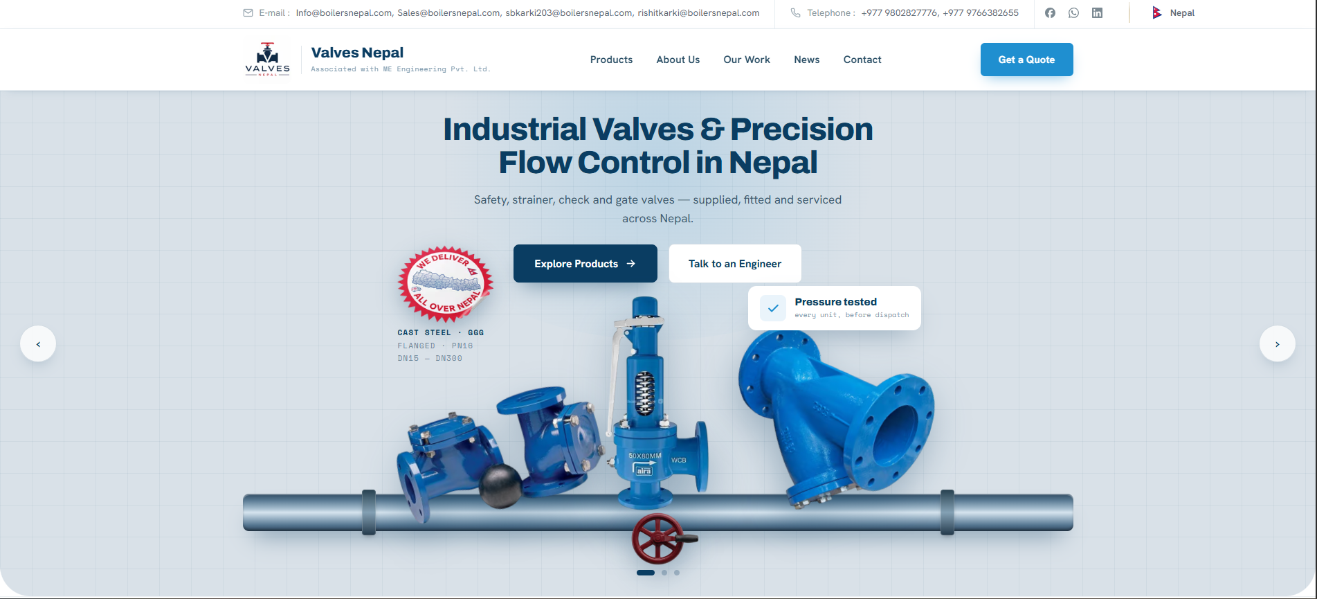 Valves Nepal website homepage